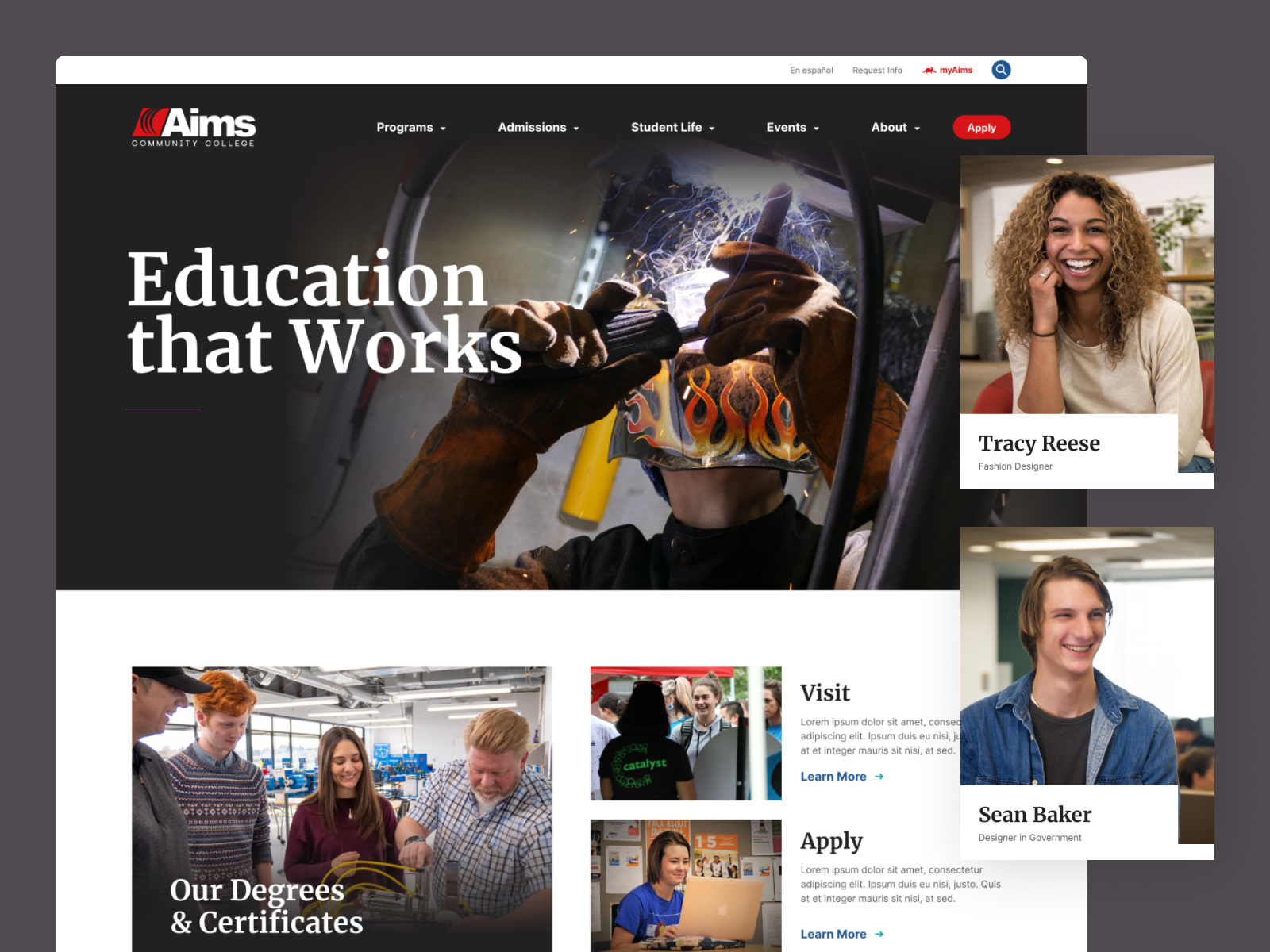 Aims.edu Home by Ken Woodworth for Aten on Dribbble