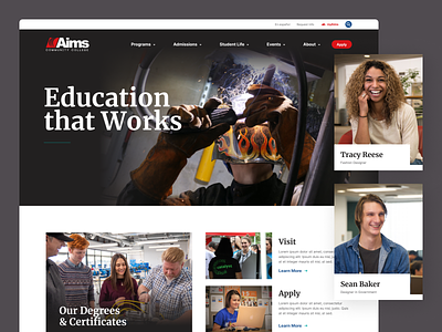 Aims.edu - Home atendesigngroup college design drupal higher ed journey mapping students ui ux voice and tone website
