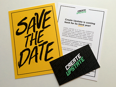 Create Upstate - Save The Date 2016 business card conference createupstate gray green ny yellow