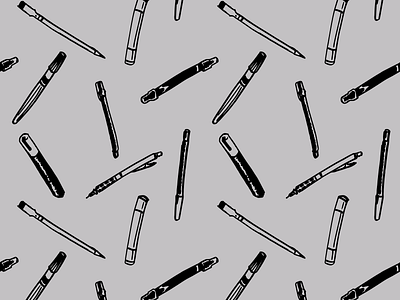Pens & Pencils - A52-01K aten aten52 aten52 challenge01 atendesigngroup hand drawn lettering pattern pencils pens texture