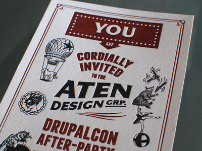 Aten Drupalcon After-Party atendesigngroup design letterpress print