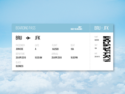 Daily UI #024 | Boarding Pass boarding boarding pass daily ui flight paper