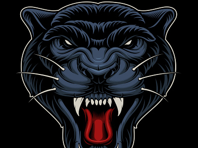 Vectorstock 21198005 cat face growler illustration panther scary vector vectorstock