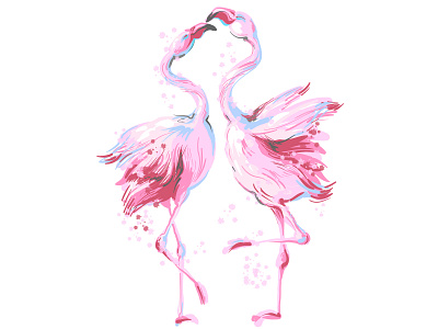 Vectorstock 21287618 exotic birds flamingos illustration sketch vector vectorstock watercolor