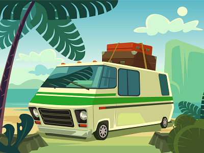 Vectorstock 14661949 campervan holiday illustration retro travel vacation van vector vectorstock