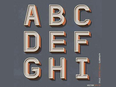 Vectorstock 1223874 3d 50s alphabet alphabet logo caps font font awesome illustration lettering retro vector vectorstock vintage