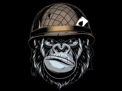 Vectorstock 22340325 ace cartoon fighter gorilla helmet illustration logo mascot mascot logo military soldier vector vectorstock war