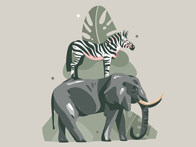 Vectorstock 23665823 africa elephant illustration safari vector vectorstock wild wild animals zebra zoo