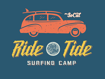 Vectorstock 4435767 beach camp design illustration logo longboard retro ride surf surfcamp surfer surfing tide van vector vectorstock waves woodie