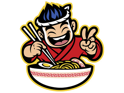 Vectorstock 15810678 asian bar bowl boy cartoon happy illustration japan japanese japanese food logo noodles ramen restaurant vector vectorstock