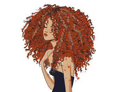 Vectorstock 19012916 chill curly hair dreaming fashion girl hairstyle hand draw illustration ink lady locks meditation painted relax resting sketch vector vectorstock vogue woman