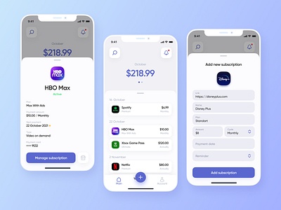Subscription manager | pt.1 app bills concept ios manager mobile payment stats subscription tracker ui ux