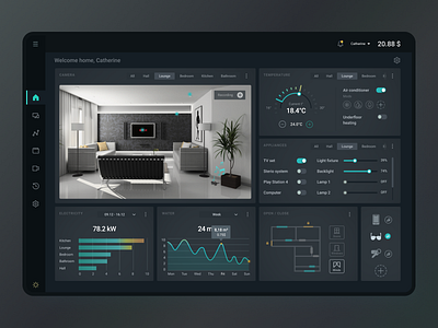 Smart Home Dashboard | dark mode charts dark dark mode dashboad smart home tablet ui ui ux ux