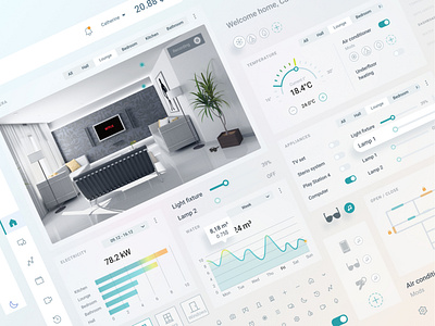 Smart Home UI kit | light mode charts concept dashboad design light mode smart home tablet ui ux white