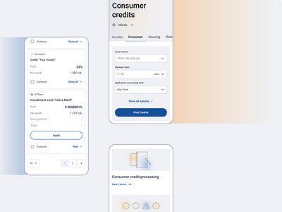 Financial Information Portal | Credits page | Mobile adaptive bank credit design finance illustration ui ux web design website