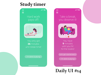 Daily UI #14 - Countdown timer app countdown dailyui design flat study timer ui