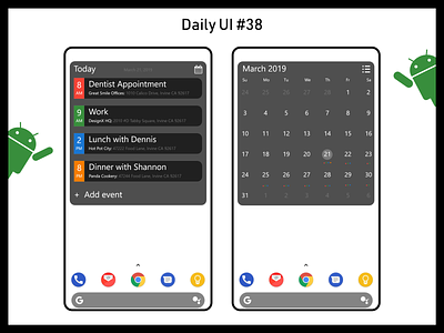 Daily UI #38 - Calendar android dailyui design mobile widget