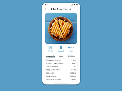 Daily UI #40 - Recipe adobe xd app dailyui design mobile ui