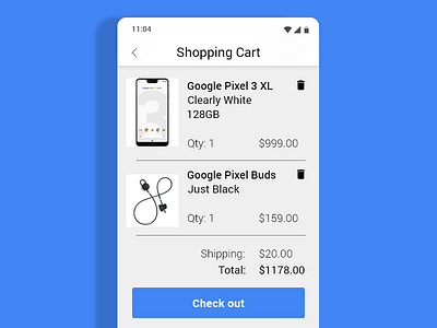 Daily UI #58 - Shopping Cart adobe xd app dailyui design mobile ui web website