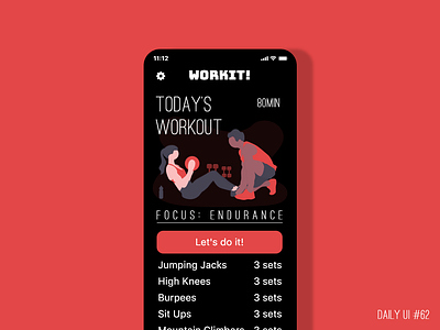 Daily UI #62 - Workout of the Day adobe xd app dailyui design flat mobile ui