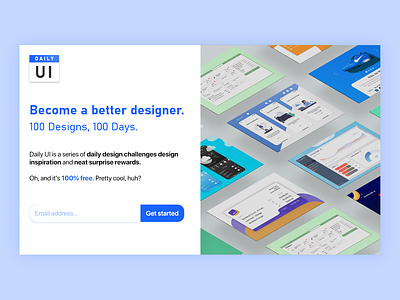 Daily UI #100 - Redesign Daily UI Landing Page adobe xd dailyui design flat ui web website