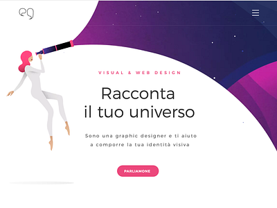 Slider header personal website character illustration logo noisy planet portfolio purple stars texture universe violet web