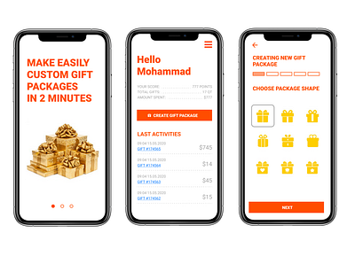 Mobile gift package maker app UI app ui