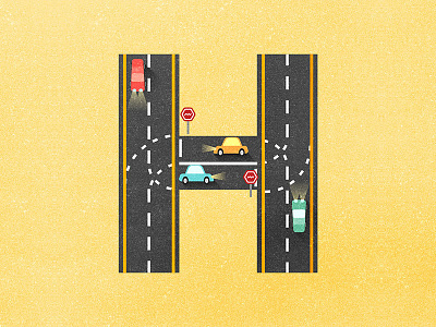 36 days of type - H 36daysoftype 36daysoftypeh car cars crossroad highway yellow