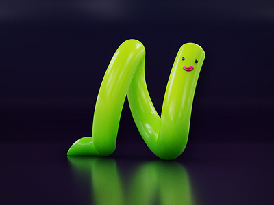 36 days of type - N 36 days of type 36daysoftype character green happy pink smile typography