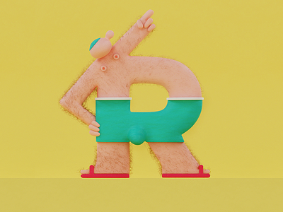 36 days of type - R 36 days of type 36daysoftype beach character cool hair hairy hat man typography