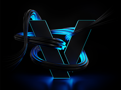 36 days of type - V 36 days of type 36daysoftype blue neon typography v venom virtual