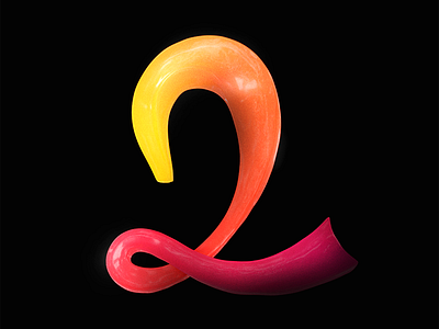 36 days of type - 2 2 36 days of type 36daysoftype 3d curly curve orange pink render two typography yellow