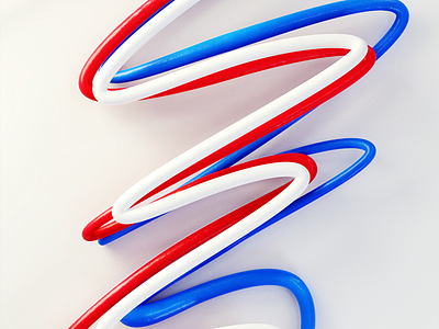36 days of type - 3 36 days of type 36daysoftype 3d blue curly curve red string sun three typography white