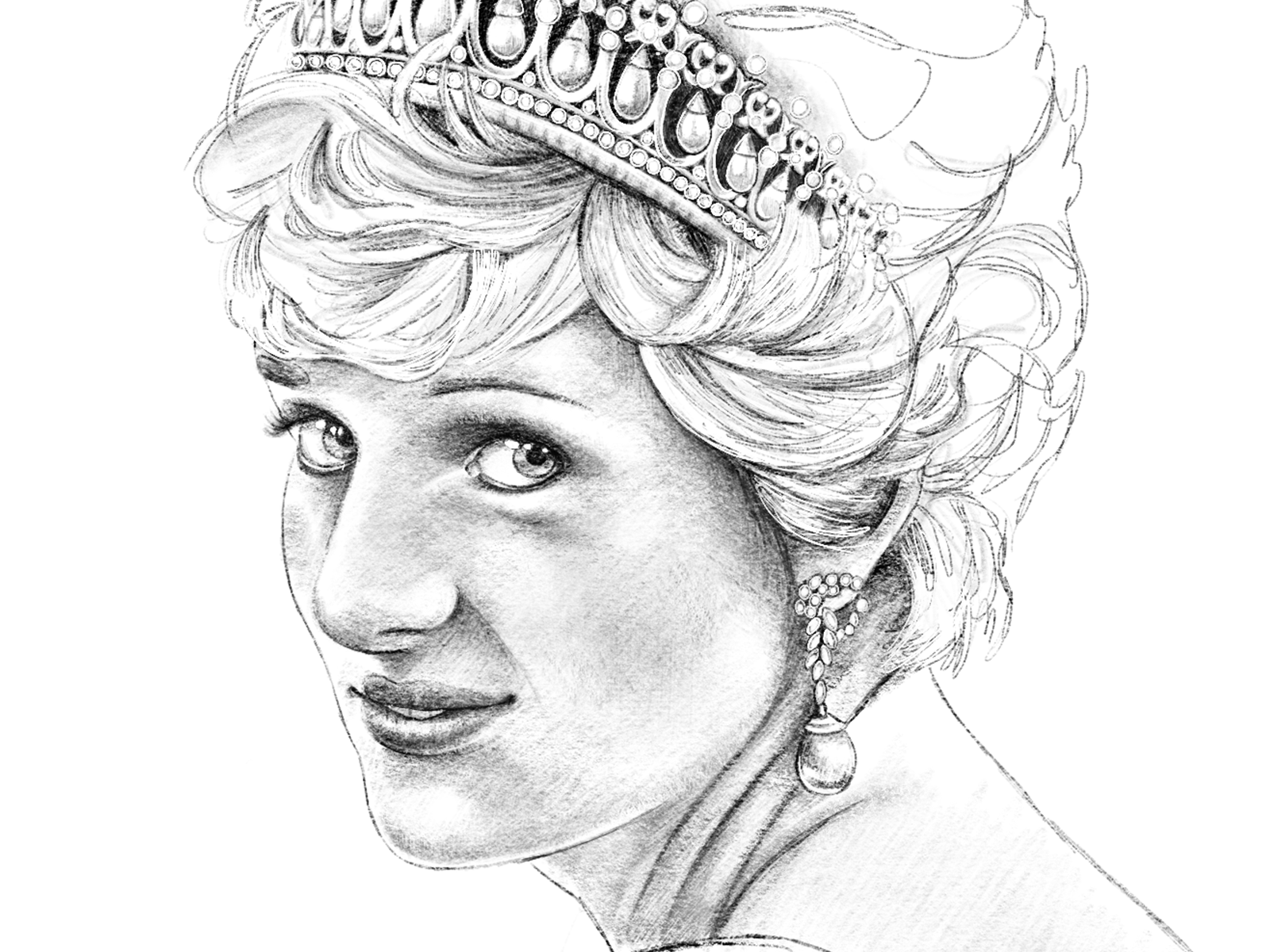 Lady Di british crown design illustration procreate royal sketch
