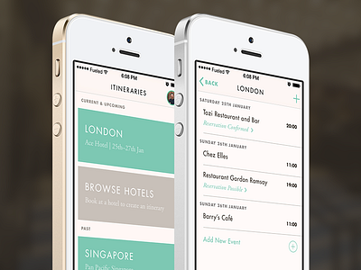 Travel App – Itinerary List & Itinerary View