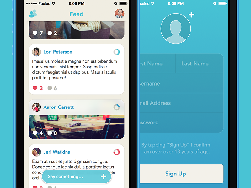 Plate App | Feed & Profile Creation profile feed social network signup app iphone ios