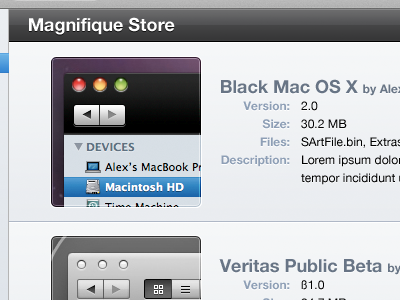 Magnifique: List View app design grid list mac magnifique os x redesign ui