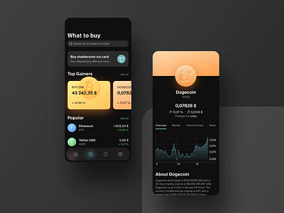 Cryptocurrency wallet app animation app app design blockchain concept crypto cryptocurrency design doge dogecoin mobile mobile app mobile ui ui animation ui design wallet