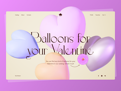 Balloons Shop Website Concept 3d balloon blender concept design typography ui ux valentines web website