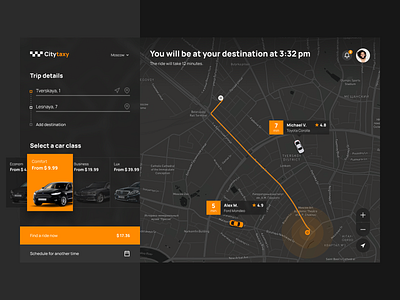 Taxi desktop app design concept