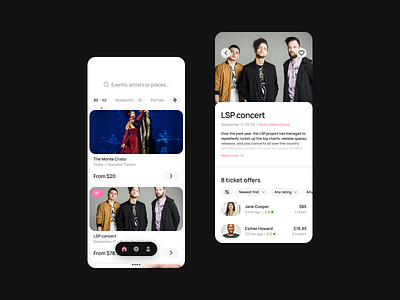 Event Tickets App Concept app booking tickets branding concept concert design event event app mobile mobile ui ticket ticket app ui ux
