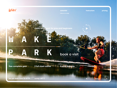 Wakepark with sunny mood bold brutalism figma grid landingpage photo photoshop swiss typogaphy ui web