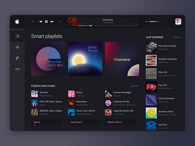 Apple Music web version concept apple dark ui dashboad figma grid music music player siri ui ux web