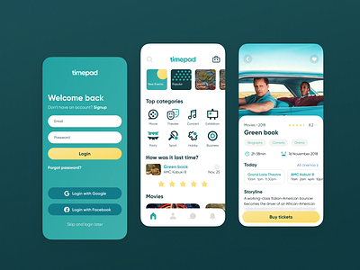 Timepad — event app app cinema clean event figma movie movie app ticket booking tickets timepad ui ux uxui