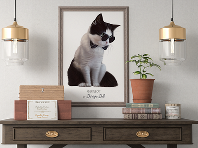 GentleCat animal portrait baw tie boy cat cat drawing cat illustration cat lover cat person cat soul cats cute cat design gentlecat glasses illustration print design print on demand wacom