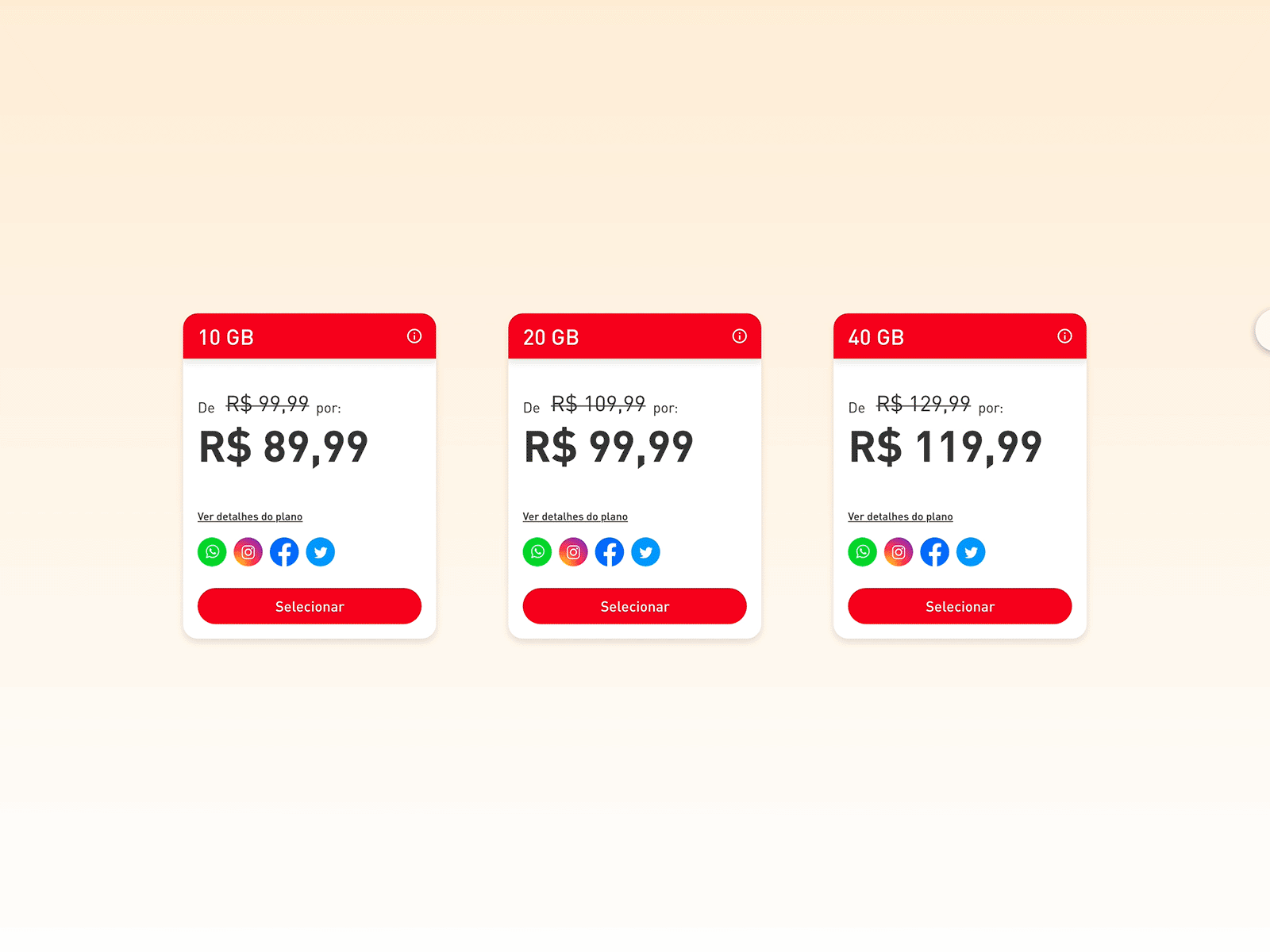 Product Card - Claro Brasil card cards ui ecommerce telecommunication