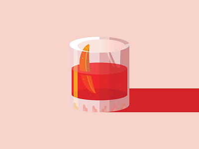 Negroni alchohol campari carpano antica classic cocktail cocktail served down color down geometry gin illustration illustrator line negroni old fashioned glass orange orange peel red shadow sweet vermouth