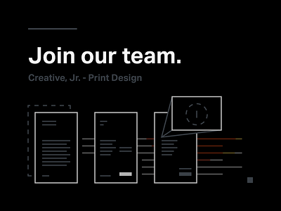 Join our team. agency hiring job layout print design typography