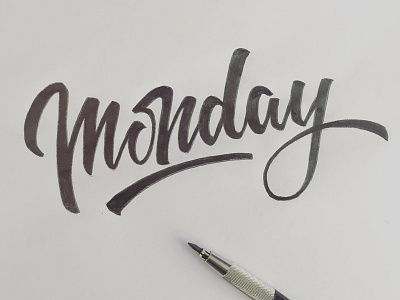 Monday cursive lettering letters logo type typography