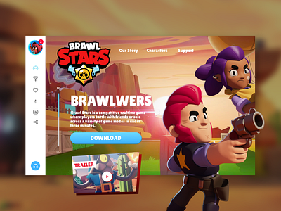 Brawl Star Portal redesign animation app branding brawl clash of clans clash royale design flat game illustration menu bar stars ui ux web website